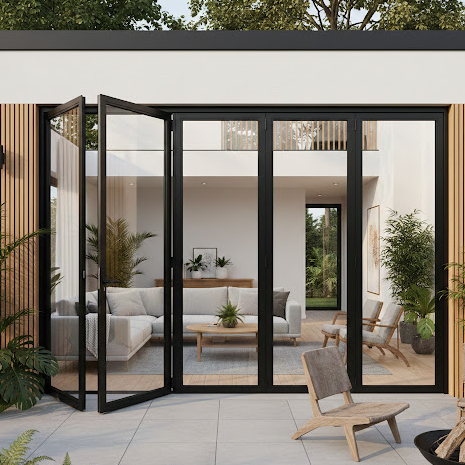 Model pintu lipat aluminium minimalis untuk ruang tamu