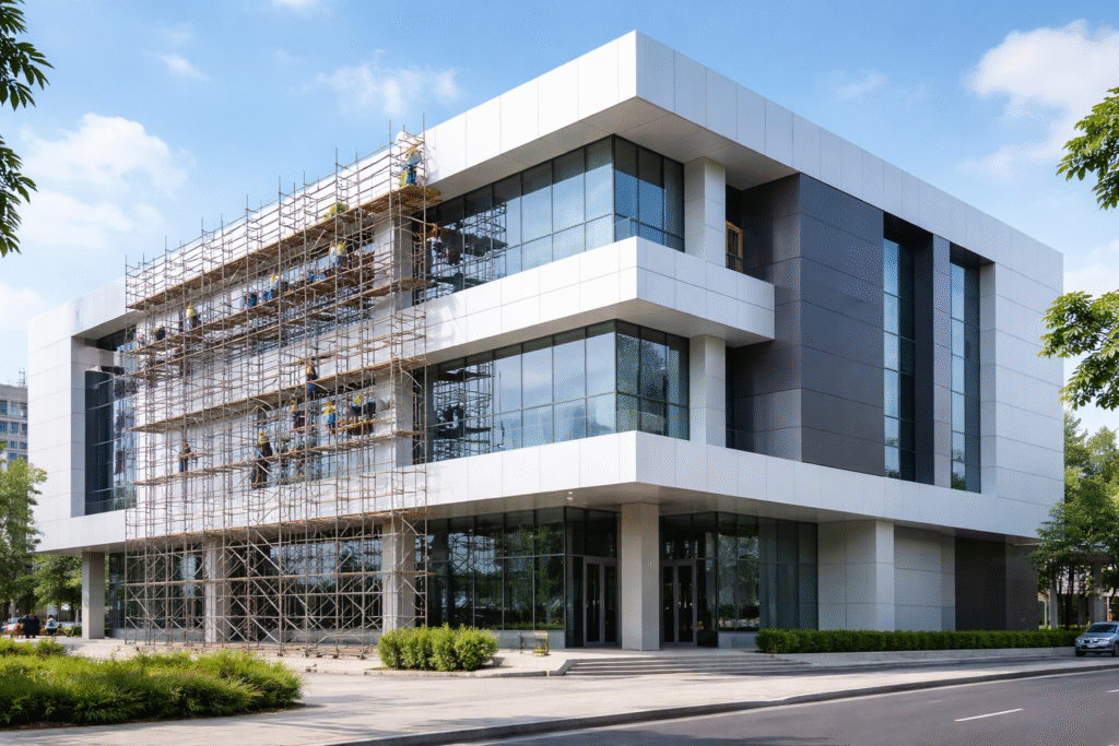 Pemasangan Acp Pada Fasad Gedung Modern