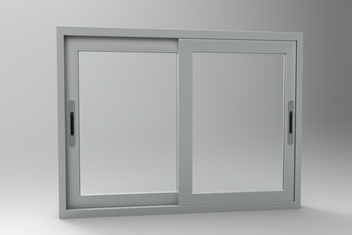 Pemasangan jendela sliding aluminium minimalis warna hitam yang elegan untuk ruang tamu rumah modern.