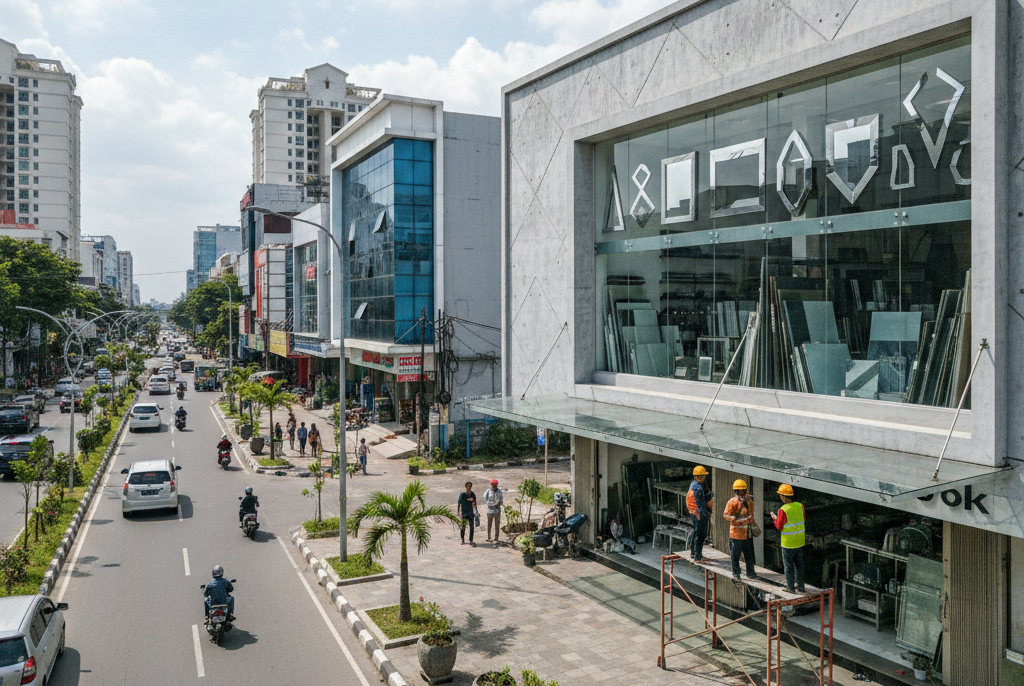 Toko kaca di Cikarang spesialis tempered dan aluminium.