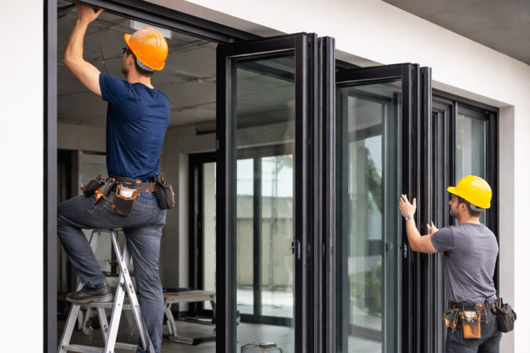 Pemasangan kusen aluminium minimalis di perumahan Cikarang.