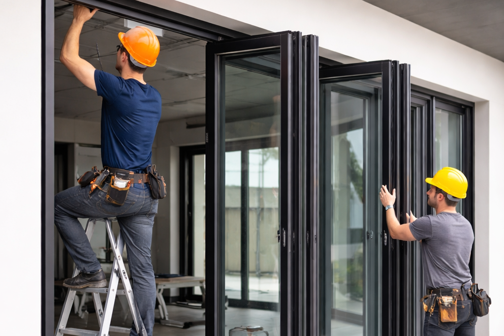 Pemasangan kusen aluminium minimalis di perumahan Cikarang.